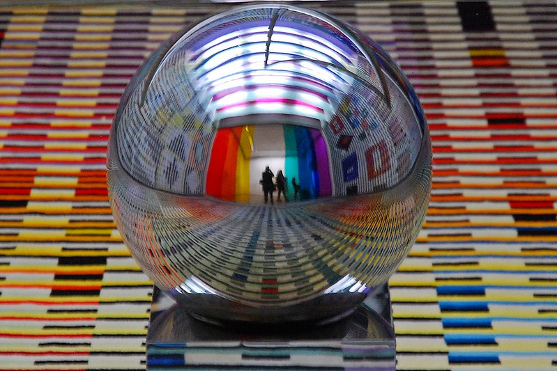 Agam art with reflecting sphere