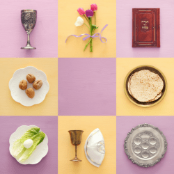 collage of Passover items